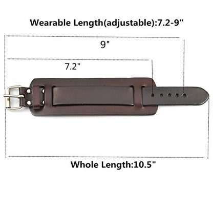 Jovivi Cutom Leather Bracelet - Personalized Punk Men Women Black Brown Wide Genuine Leather Wrap Cuff Bangle Bracelet Belts Wistband, Adjustable 7.2"-9" - color: Brown(Engraving)
