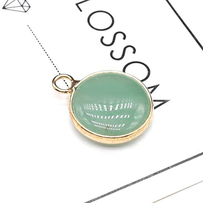 LE SKY 12 Pcs Natural Stone Pendants Round Shape Healing Chakra Polished Crystal Quartz Agate Stone Accessories for Jewelry Making Necklace Earrings