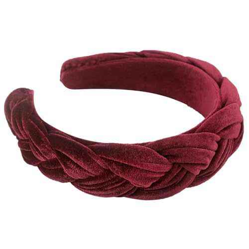 DRESHOW Velvet Braided Headband Women Hair Hoop Elastic Hair Bands Fashion Headbands for Women - color: 1 Pc Velvet Hair Hoop: Burgundy