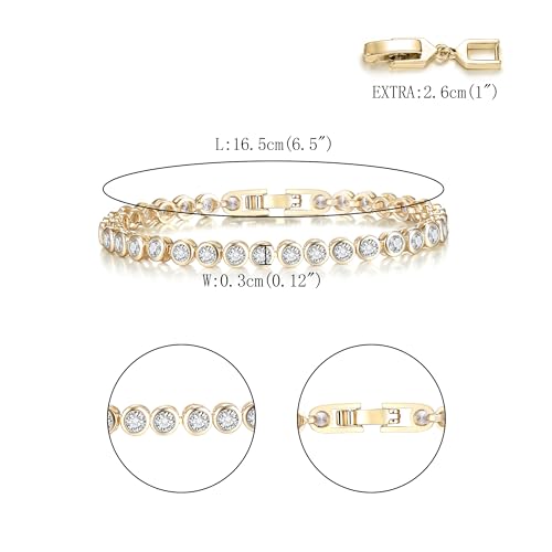 FANZE Gold Plated Cubic Zirconia Tennis Bracelets for Women Dainty Trendy Adjustable Bracelet Jewelry Gift for Ladies Wedding Mother Birthday Anniversary - style: Style 2