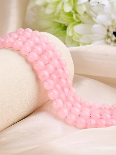 Jovivi 96pcs 8mm Pink Round Rose Quartz Stone Beads for Jewelry Making | Energy Healing Crystals Polished Semi Precious Gemstone,Genuine Real Stone Beads for Bracelet Necklace - color: Rose Quartz
