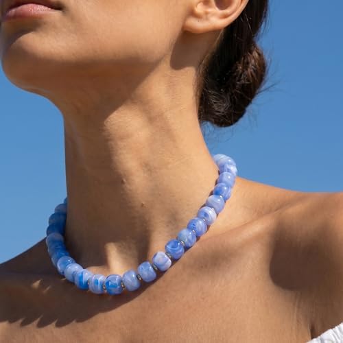 SHERLOVE Chunky Statement Large Resin Beaded Choker Necklaces for Women | Big Lightweight Bead Beaded Necklace Trendy Fashion Boho Summer Beach Vacation Jewelry