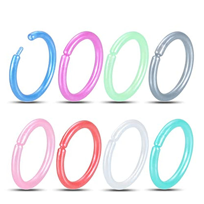 Oveta 8-32PCS 16G/20G Nose Rings Hoop Retainer Colorful Clear Bioflex Acrylic Septum Rings Cartilage Tragus Earrings Piercing Retainer Seamless Ring Hoop 5/16'' or 3/8'' - style: 16G 5/16'' Ring