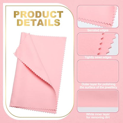 12 Pcs Jewelry Cleanning Cloth with Tube 7 x 6 Inch Silver Polishing Cloth Brass Cleaner for Sterling Silver Brass Gold Copper, Individually Wrapped(Pink) - color: Pink