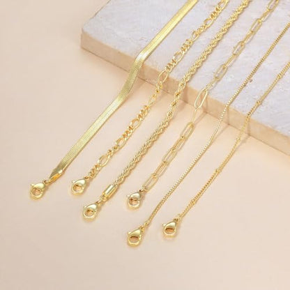 Dainty Ankle Bracelets for Women Waterproof | Layered Gold Plated Tennis Cuban Snake Rope Paperclip Beaded Link Chains Set, Summer Beach Jewelry Gift - color: Gold Anklet E