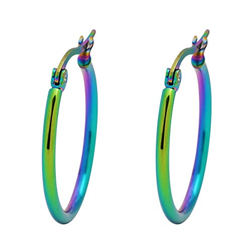Rounded Hoops Earrings (20mm-60mm Diameter) - color: Rainbow 20mm