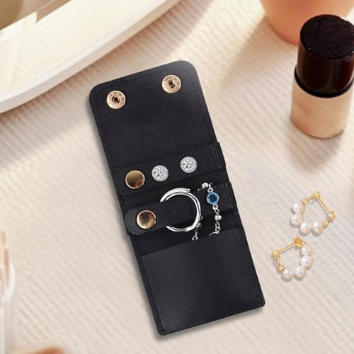 Mini Travel Jewelry Roll Bag with Buckle, Foldable Multifunctional Mini Travel Jewelry Case, Jewelry Roll Storing Rings, Necklaces, Earrings (Blue-b) - color: Blue-b