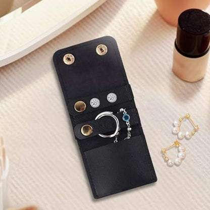 Mini Travel Jewelry Roll Bag with Buckle, Foldable Multifunctional Mini Travel Jewelry Case, Jewelry Roll Storing Rings, Necklaces, Earrings (Blue-b) - color: Blue-b