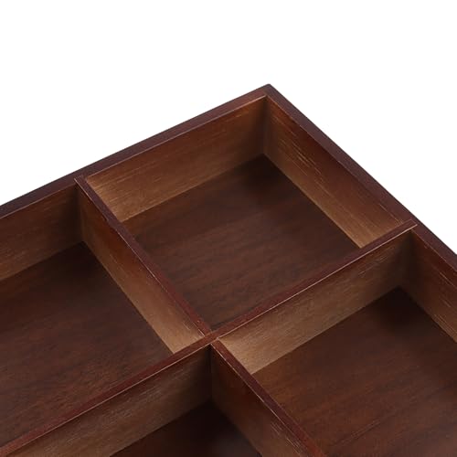 FUNSUEI 2 PCS Multi Compartment Wooden Tray, Divided Wooden Tray, Bamboo Serving Tray with 9 Sections, Wood Divided Snack Tray Storage Box for Appetizers, Jewelry, 12 x 12 x 1.85 Inch - size: 2 PCS 9 Sections