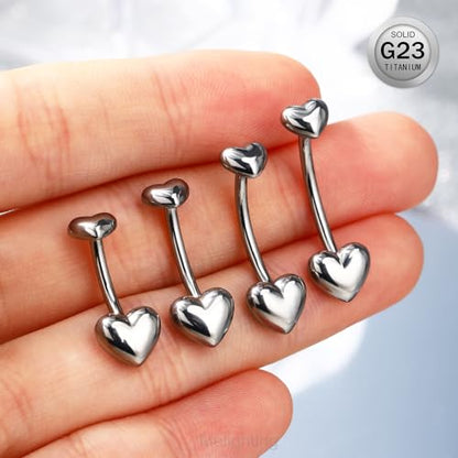 Melighting Titanium Belly Button Ring 14G Heart Belly Ring Internally Threaded G23 Titanium Navel Piercing Hoop Navel Barbell Body Piercing Jewelry 10/12/14/16 mm