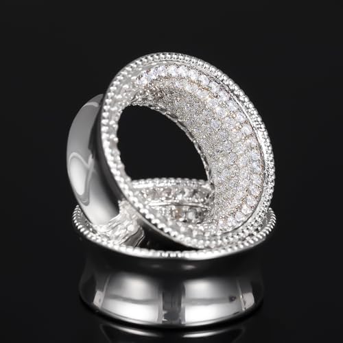 Vankula 2 Pcs Ear Gauges 0g(8mm)-5/8"(16mm) High Polish Single Flare Ear Tunnels 5A Cubic Zirconia Hypoallergenic Plugs for Stretched Ears Tapered Wedding Gift Body Jewelry - color: Silver, size: 12mm(1/2")