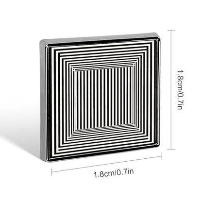 Op Art Simple Black And White Line Unisex Brooches & Pins Square Lightweight Lapel Badge Jewelry for Clothing Shawl Hat
