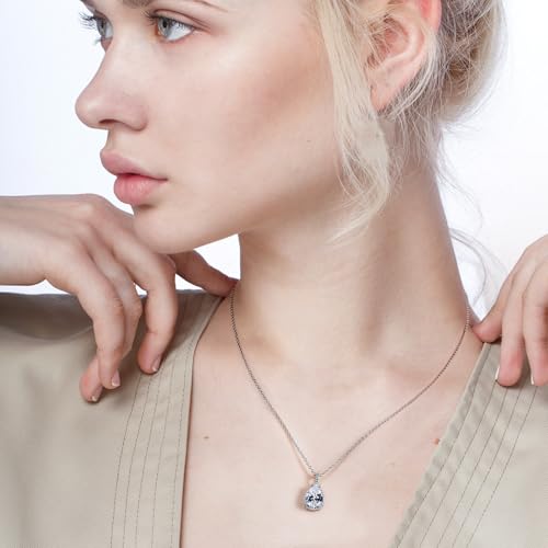 Teardrop Pendant Necklace for Women - Sterling Silver Birthstone Crystal Necklace Gift - color: White