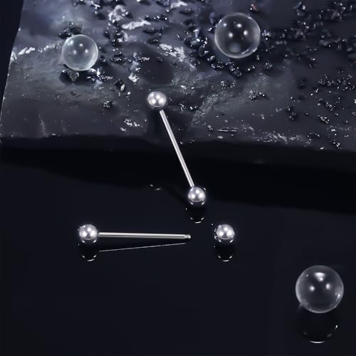 Grade 23 Titanium Externally Threaded Nipple Piercing Jewelry Barbell Ring Tongue Rings Nipple Straight Body Piercing Jewelry for Women Men 14G 16G 12mm 14mm 16mm 19mm - style: 16GA - 3/4" (19mm)