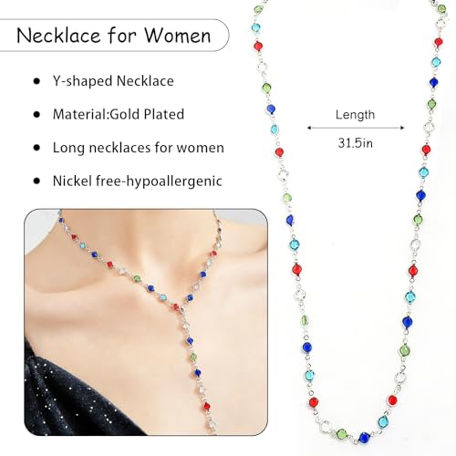 Necklace for Women, Dainty Long 14K Gold Y-Shaped Necklace Jewelry Trendy Beaded Layered Chain Drop Necklaces Jewelry Women Gifts - style: Y-shaped-Long Necklace