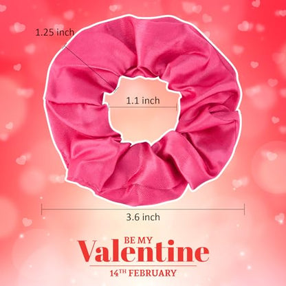 Satin Scrunchies Set of 12 - Elastic Silk Bubble for Girls, Pink Hair Accessories and Valentine's Day Gifts - color: Pink
