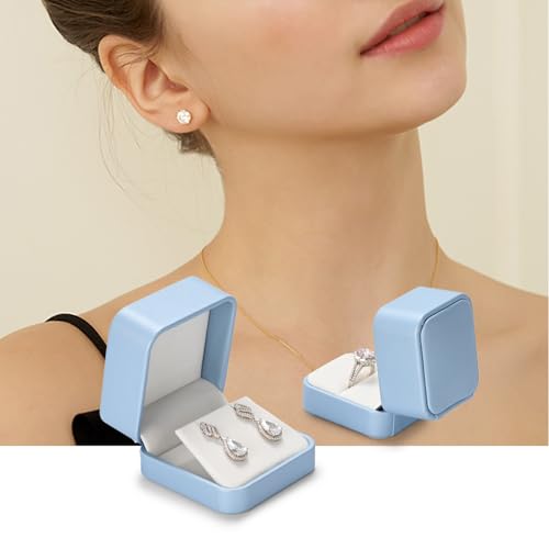 Oirlv Luxury Leather Earring Case Jewelry Box For Earrings Premium Jewelry Box Luxury Gift Case(Sky Blue) - color: Sky Blue, size: Earring Box