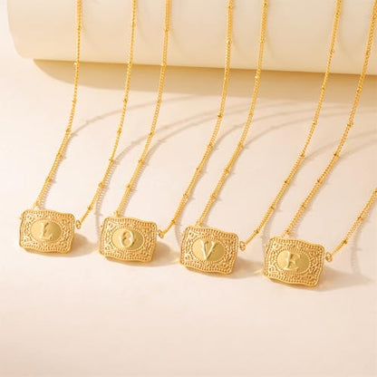 2 Pcs Belt Buckle Initial Necklace Bracelet Jewelry Set for Women, 18K Gold/Silver Plated Belt Buckle Initial A-Z Necklace Bracelet Set Unique Western Style Jewelry Gifts - style: Gold-I