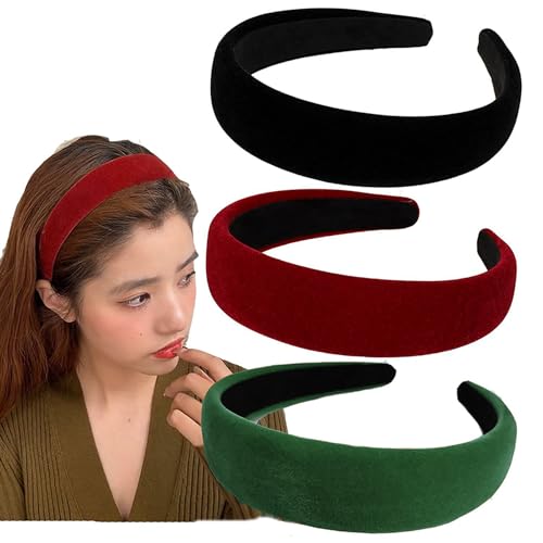 Christmas Velvet Headbands for Women Head Bands Diademas Para Mujer De Moda Hairbands for Women Girls Red an Green Holiday No Slip Headband Cute Hairbands Hair Accessories - color: Pack-C