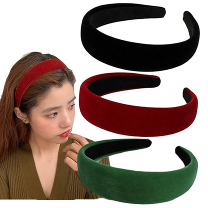 Christmas Velvet Headbands for Women Head Bands Diademas Para Mujer De Moda Hairbands for Women Girls Red an Green Holiday No Slip Headband Cute Hairbands Hair Accessories - color: Pack-C