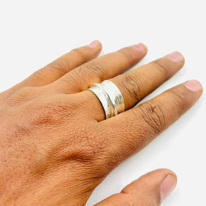 Anxiety Relief 925 Sterling Silver Spinner Ring Fidget Single Band Ring - style: Hammered Single Band
