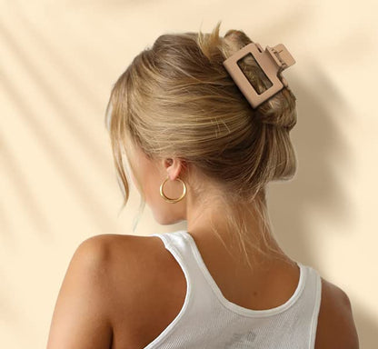 DEPOKA Matte Hair Clips for Women Girls - 2" Rectangle & 1.6" Double Row Teeth Small Jaw Clips, Non-Slip Design for Thin/Fine Hair (White, Khaki, Brown, Black) - color: White, Khaki, Brown, Black