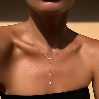 CHESKY Long Necklace for Women, 14k Gold Plated/Streling Silver Lariat Y Necklaces - style: y necklace 10