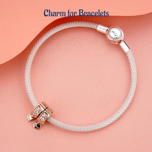 Clip Stopper Spacer Charms for Bracelets Necklaces, Compatible with Pandora,Jewery Making DIY - style: Always Inifinity Pavé Clip 14K Rose Gold Plated