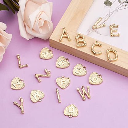Craftdady Letter Charms Capital Pendants Mixed A-Z Initial Letter Number Charms DIY Bracelet Necklace Pendants for Jewelry Making, Gold, Antique Silver, Platinum - color: Golden, Letter & Heart