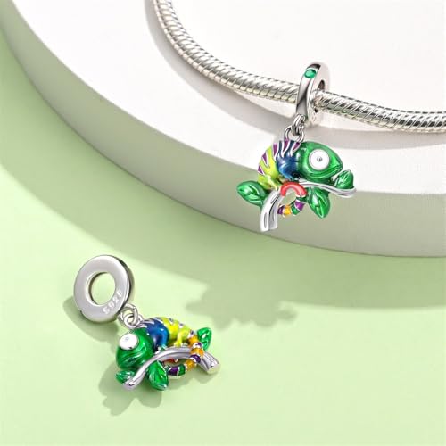 Pandach Animal Charm Bead fits Charms Bracelets for Woman-925 Sterling Silver Dangle Pendant Bead,Jewelry Beads Gifts for Women Bracelet&Necklace - style: Chameleon Charm