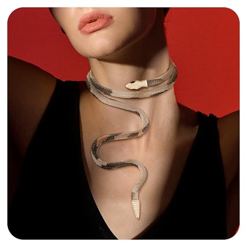 Bendable Snake Chain Necklace for Women Arm Cuff Flexible Twisty Multi-purpose DIY Bracelet and Punk Choker Trendy Medusa Snake Jewelry Gift - style: Mixed color