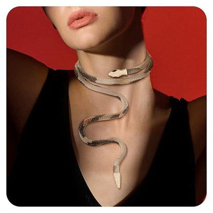Bendable Snake Chain Necklace for Women Arm Cuff Flexible Twisty Multi-purpose DIY Bracelet and Punk Choker Trendy Medusa Snake Jewelry Gift - style: Mixed color