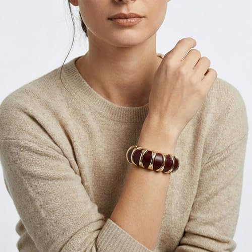 GOOJIDS Simple Beaded Gold Plated Bangles Bracelet Chunky Bamboo Tube Curved Stacking Clear Acrylic Colorful Beads Stretchable Gold Plated Bracelets Set For Women - color: C-Gold Sunflower Bracelet