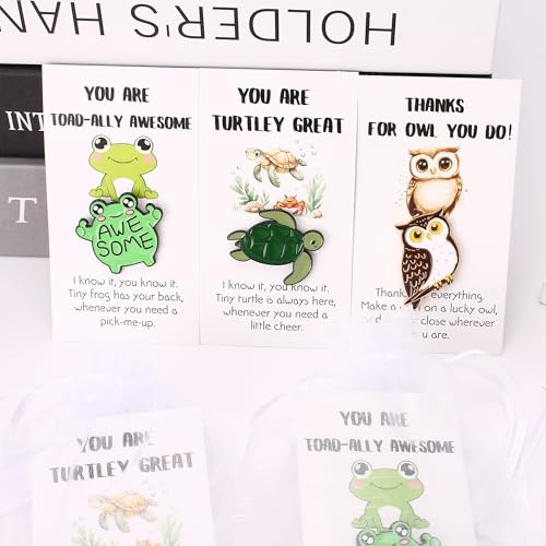 SOWPOPY 25/50/100 Sets Employee Appreciation Gifts Bulk Small Staff Thank You Gift with Inspirational Cards, Cute Animal Lapel Pins Team Appreciation Ideas for Office Coworkers, Teachers, Students