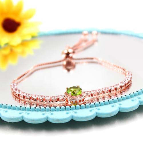 Sparkling CZ Tennis Bracelets for Women, Birthstone Slider Bolo Bracelets Trendy Birthday Valentine's Day Jewelry for Women Lady - color: Greenish