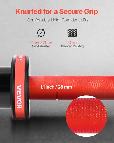 VEVOR 7FT/6FT/4FT Olympic Barbell Bar, Fits 2-Inch Weight Plates, Barbell Bar with Knurled Grip for Strength Training, Weightlifting, Squat, Deadlift, Bench Press, Curl, Overhead Press, 500lbs/700lbs/1000lbs Capacity - size: 7FT, 1000LBS
