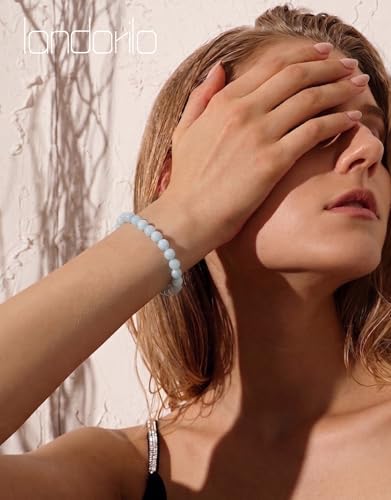 Natural Stone Beaded Bracelets for Men Women, 4mm 6mm 8mm | Healing Crystal, Protection Gemstone, Gift Packaging with Energy Card, Stretch Jewelry, Replacement Beads Included, 18 Stone - color: Aquamarine(Emotional Balance), size: 6mm