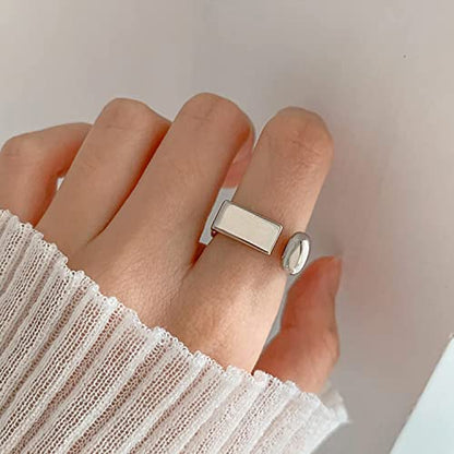 925 Sterling Silver Rings Handmade Rings Adjustable Open Teardrop Rings Waterdrop Ring for Women - color: Color 2