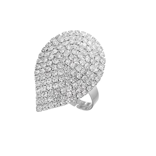 Cubic Zirconia Waterdrop Wrap Finger Rings for Women Luxury Shiny Rhinestone Crystal Teardrop Shape Adjustable Stacking Open Ring Statement Promsie Band Comfort Fit Fashion Wedding Party Prom Jewelry