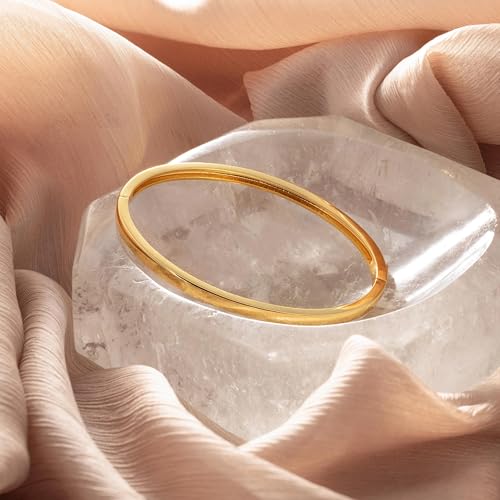 Bangle Bracelets for Women, Dainty Delicate Stacking CZ Diamond Bracelet, 18K Gold Plated Silver, Gold Jewelry, Mother’s Day Gifts for Mom - style: 03-Gold Classic Bangle