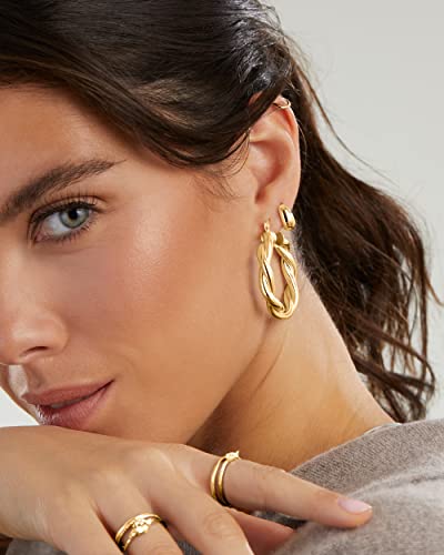 Milla Twisted Hoop Earrings for Women – Hypoallergenic Silver or Gold Statement Hoops – Lightweight & Easy to Wear - color: Gold Plated / 1.6 in / Small