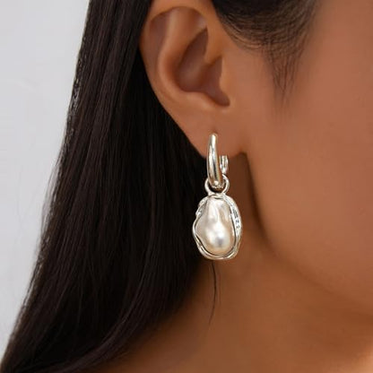 Baroque Pearl Earrings for Women Irregular Pearl Dangle Earrings Vintage Dangle Earring Bridal Wedding Jewelry - style: Style 3