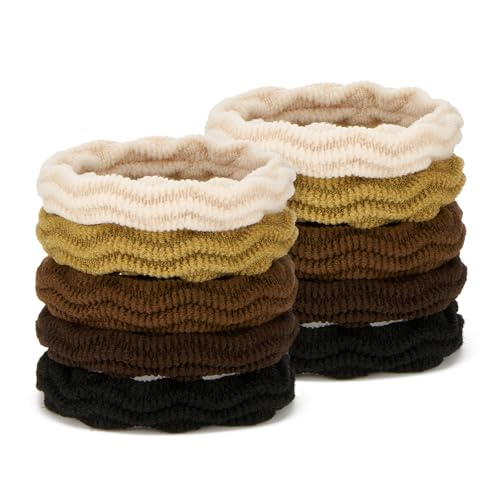 QIUTIMIY 10 Pcs No Damage Hair Ties Thick Hair Elastic Rubber Bands Hair Accessories Scrunchies Seamless for Women - color: Style 3