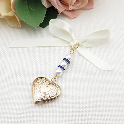 IDLAN Locket for Bouquet - Memorial Wedding Gift Bride Pendant Keepsake Something Blue - style: Heart Locket