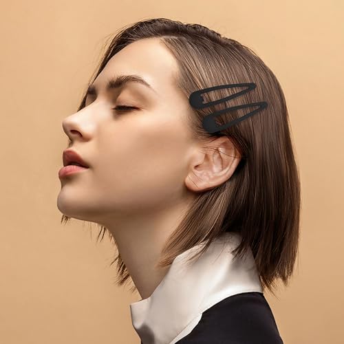 24 PCS 2.36 In Metal Snap Hair Barrettes For Women Water Drop Shape Hair Clips For Thick Thin Fine Hair,Matte Black - color: Matte Black