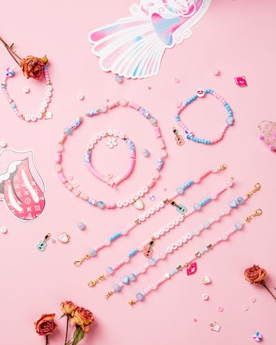 Goldwise Lover Themed Friendship Bracelet Kit for Fans, 2 Boxes Valentine’s Day Bracelet Making Kit with Clay, Glass, Seed Beads and Heart Charms, Inspired by 2019's Iconic Album, Birthdays Gifts - color: Lover