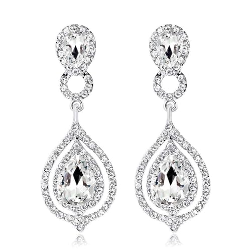 Elegant Crystal Rhinestone Teardrop Chandelier Wedding Bridal Dangle Drop Earrings - style: Style04