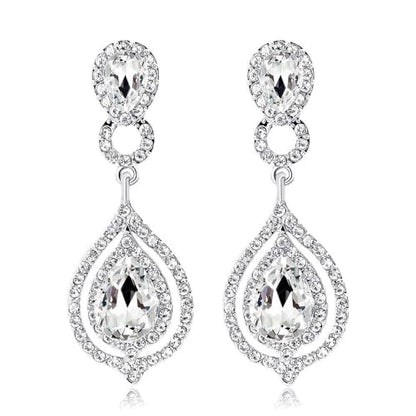 Elegant Crystal Rhinestone Teardrop Chandelier Wedding Bridal Dangle Drop Earrings - style: Style04
