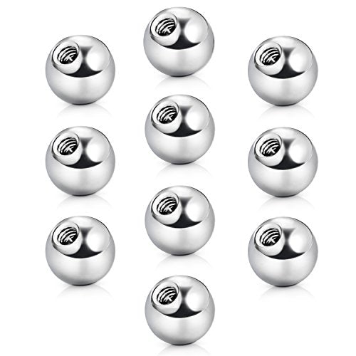 vcmart 16G 3mm Replacement Balls & 14G 5mm Piercing Balls Externally Threaded Nipple Industrial Tongue Belly Nose Lip Ear Piercing Barbell Parts - color: 1 -14G, 5mm balls, silver 10pcs