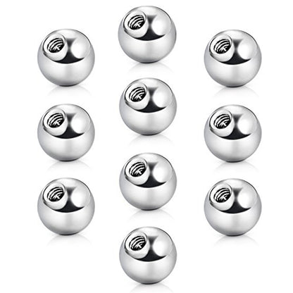 vcmart 16G 3mm Replacement Balls & 14G 5mm Piercing Balls Externally Threaded Nipple Industrial Tongue Belly Nose Lip Ear Piercing Barbell Parts - color: 1 -14G, 5mm balls, silver 10pcs